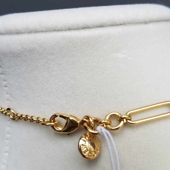 NWT J Crew Paper Clip Chain Charm Necklace Freshwater Pearl Pave Crystal Ball - Picture 7 of 11